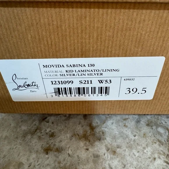Louboutin Movida Sabina 130MM Silver Size 39.5 - Picture 11 of 12